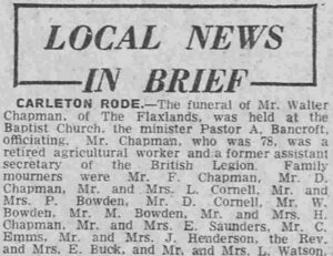 Walter Chapman funeral report Jan 1964